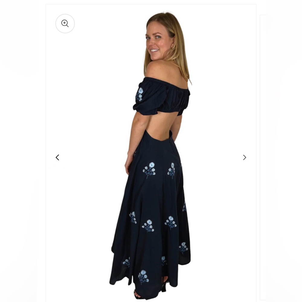 Chakeris Charleston size medium embroidered navy dress. Worn only 2 times.